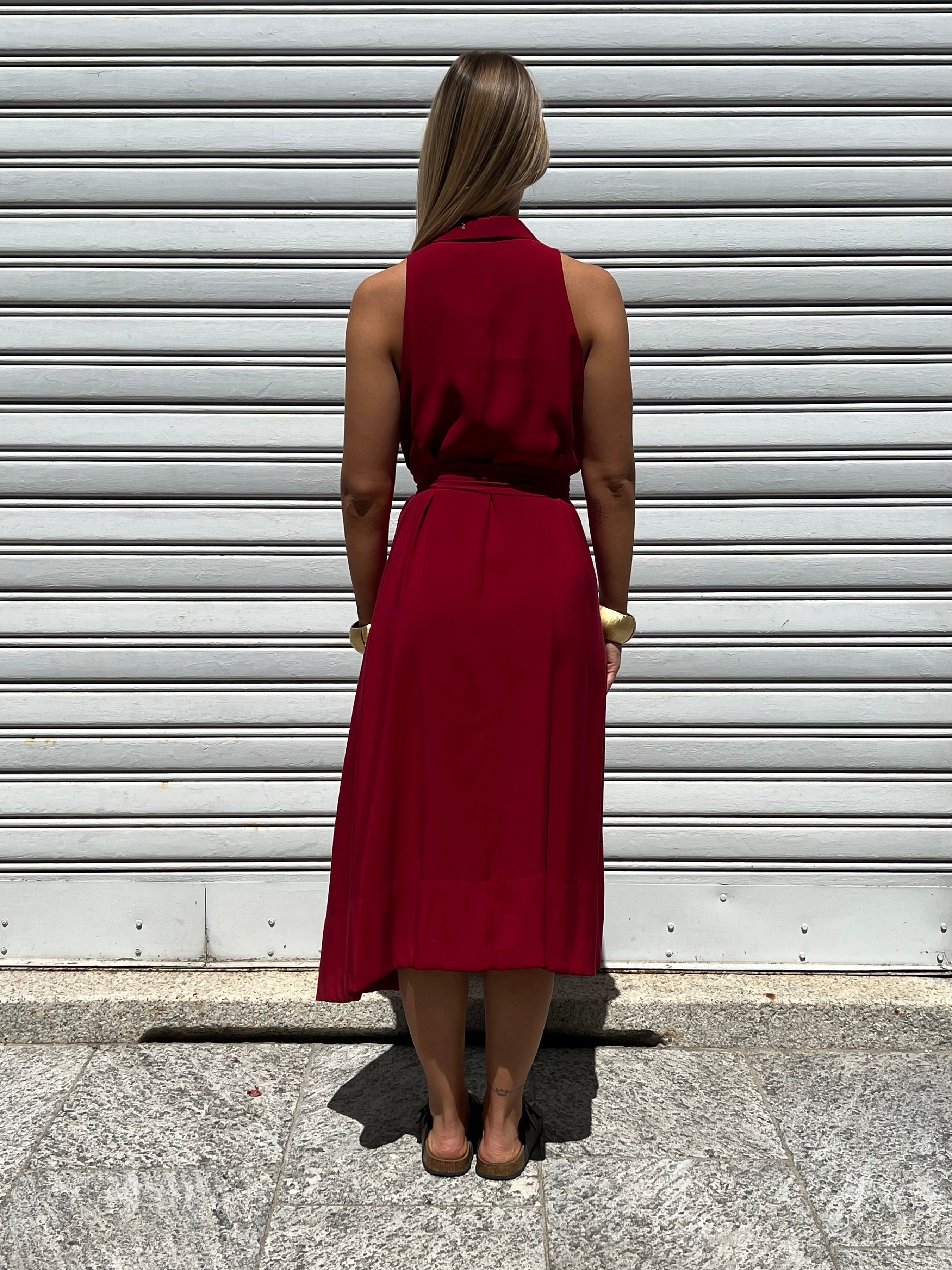 Abito Chemisier In Cupro 36826 Rosso
