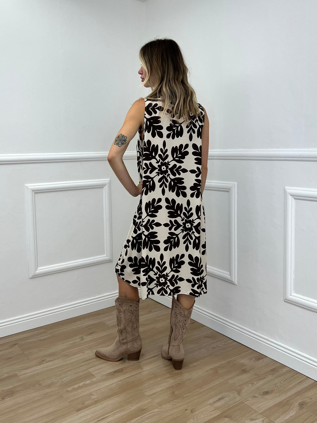 Abito Viscosa Floreale 2143 Marrone
