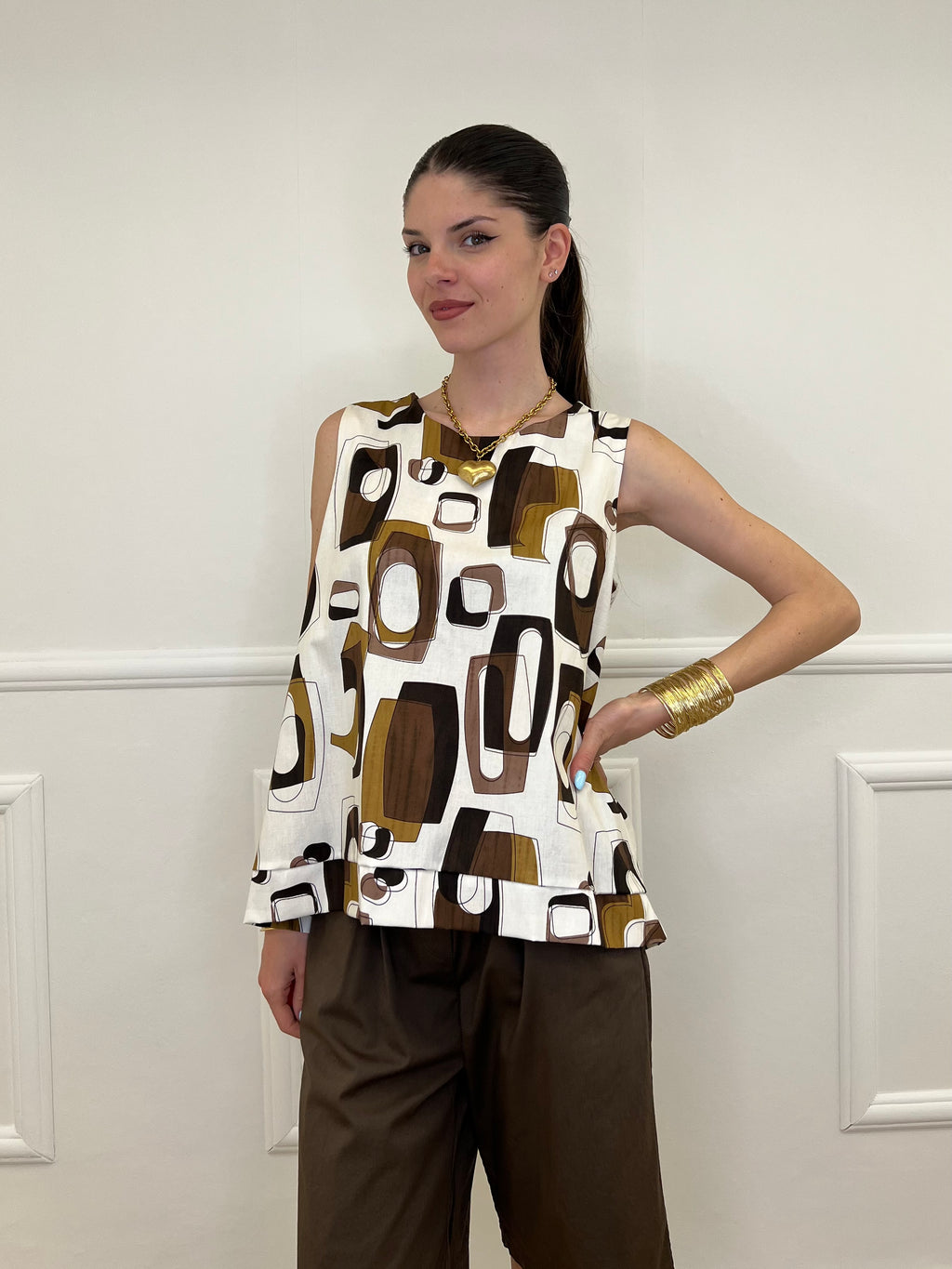 Blusa Smanicata a Trapezio Fantasia 3138
