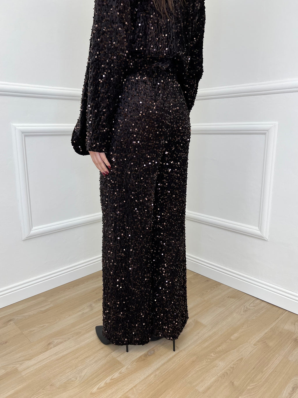 Pantalone Ciniglia Paillettes 2460 Moro