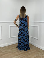 Vestito Viscosa Geometrico 765 Moro e Azzurro