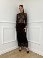 Gonna Tulle Ricami 139-833 Moro