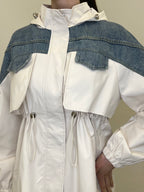 Giacca Inserti Denim M450 Panna