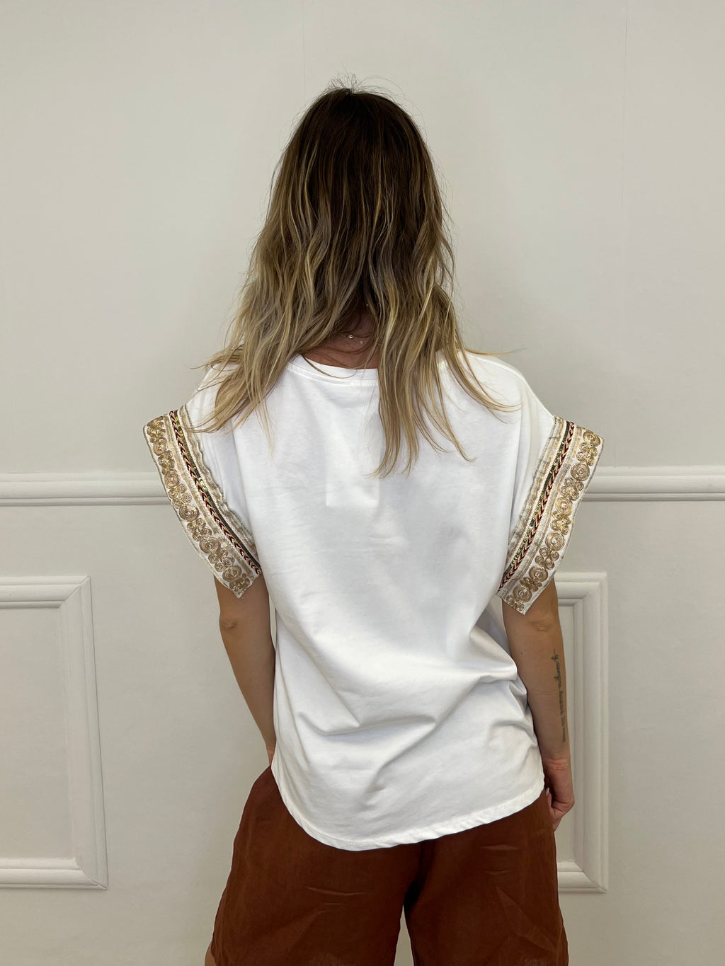 T-shirt Con Passamaneria 3386-J4 Ecru