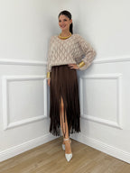 Gonna Viscosa Frange 5307 Moro