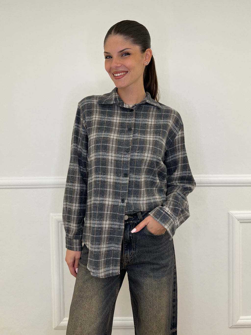 Camicia Madras A35 Grigio