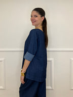 Blusa Chambray Bottoni 2546 Blu