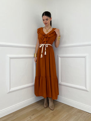 Abito Smanicato Rouches A7412 Arancione