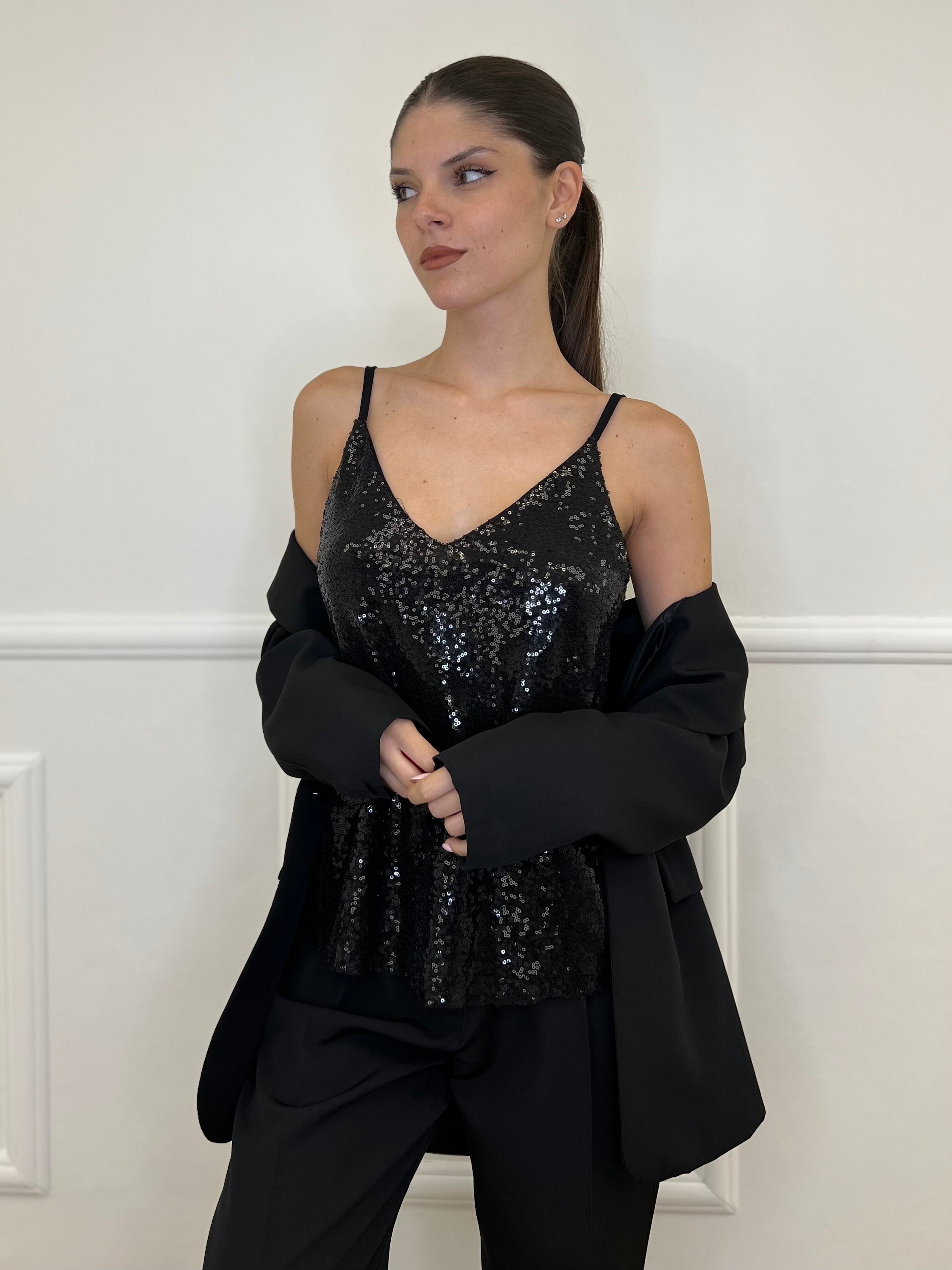 Top Paillettes 6695 Nero - Bazar Abbigliamento
