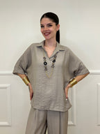 Camicia Fluida Strop 26081 Taupe