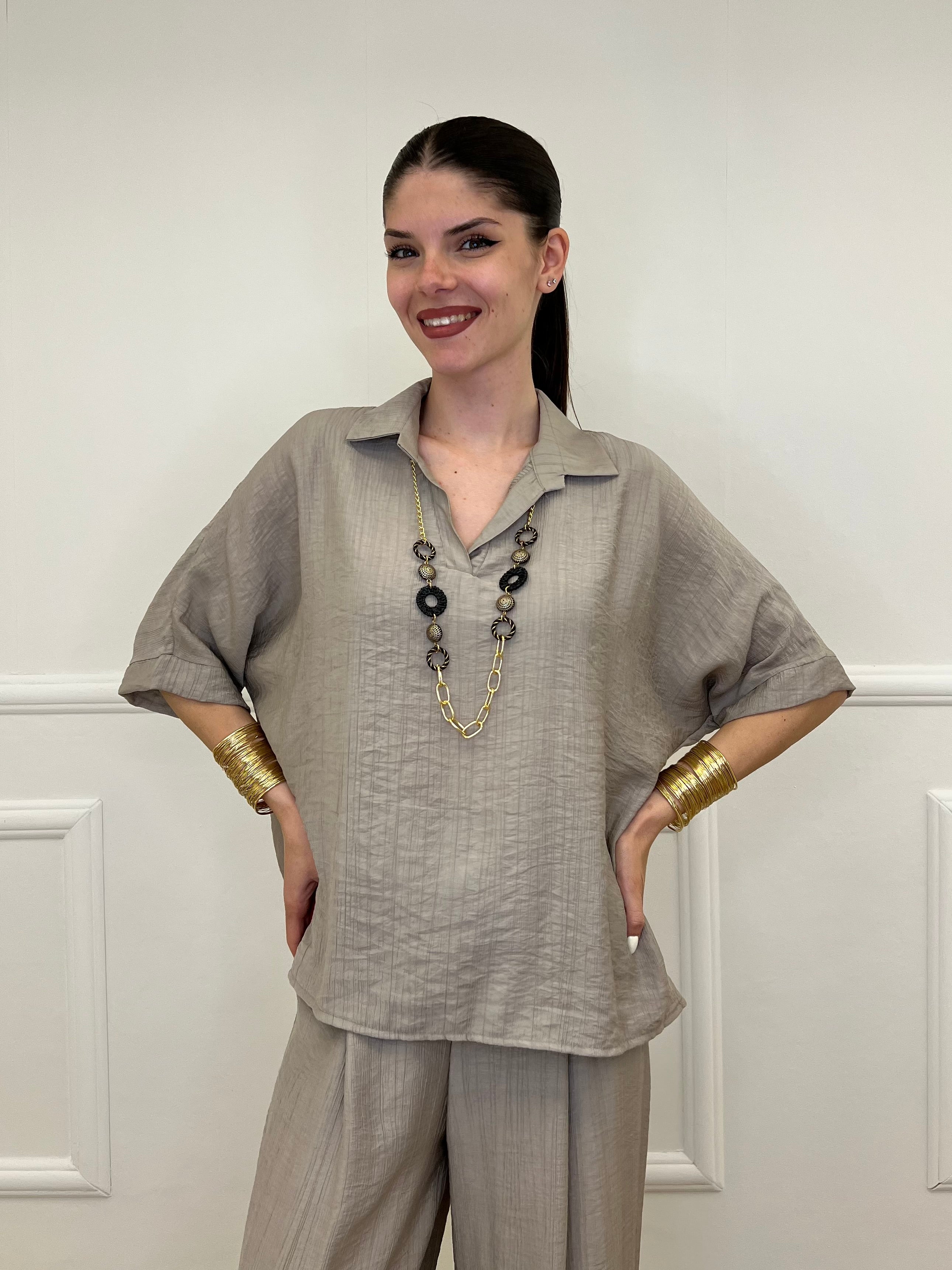 Camicia Fluida Strop 26081 Taupe