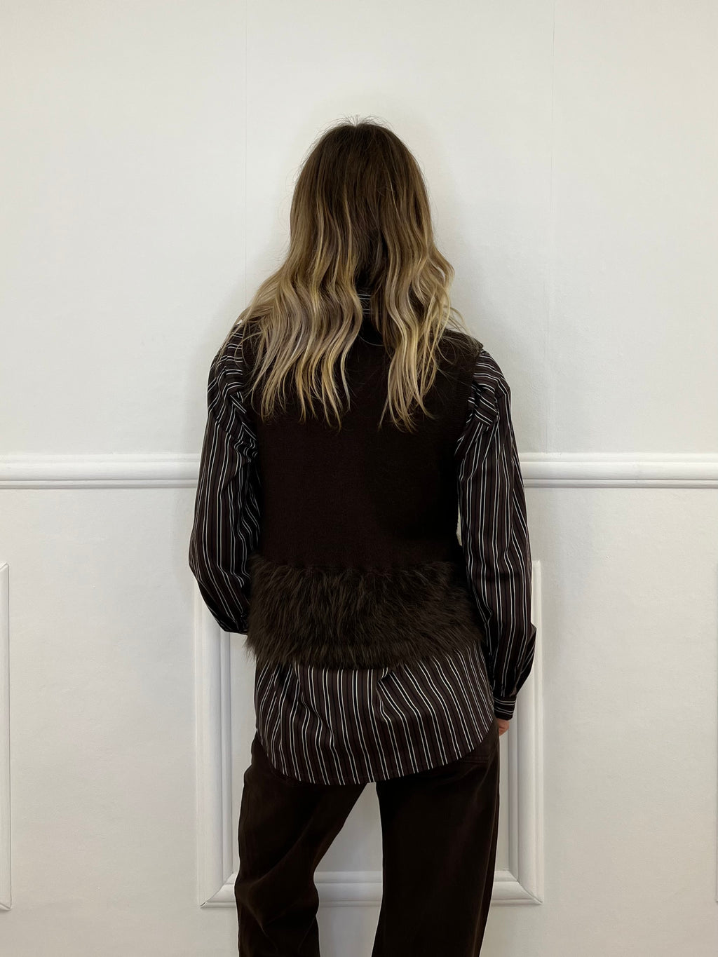 Gilet In Maglia Fondo Fluffy 7389 Moro