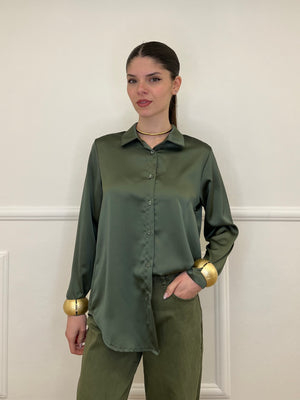 Camicia Satin 261081 Verde Militare