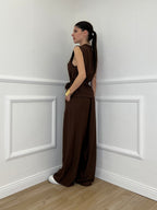 Completo Gilet Fiocco Crêpe 2852 Marrone