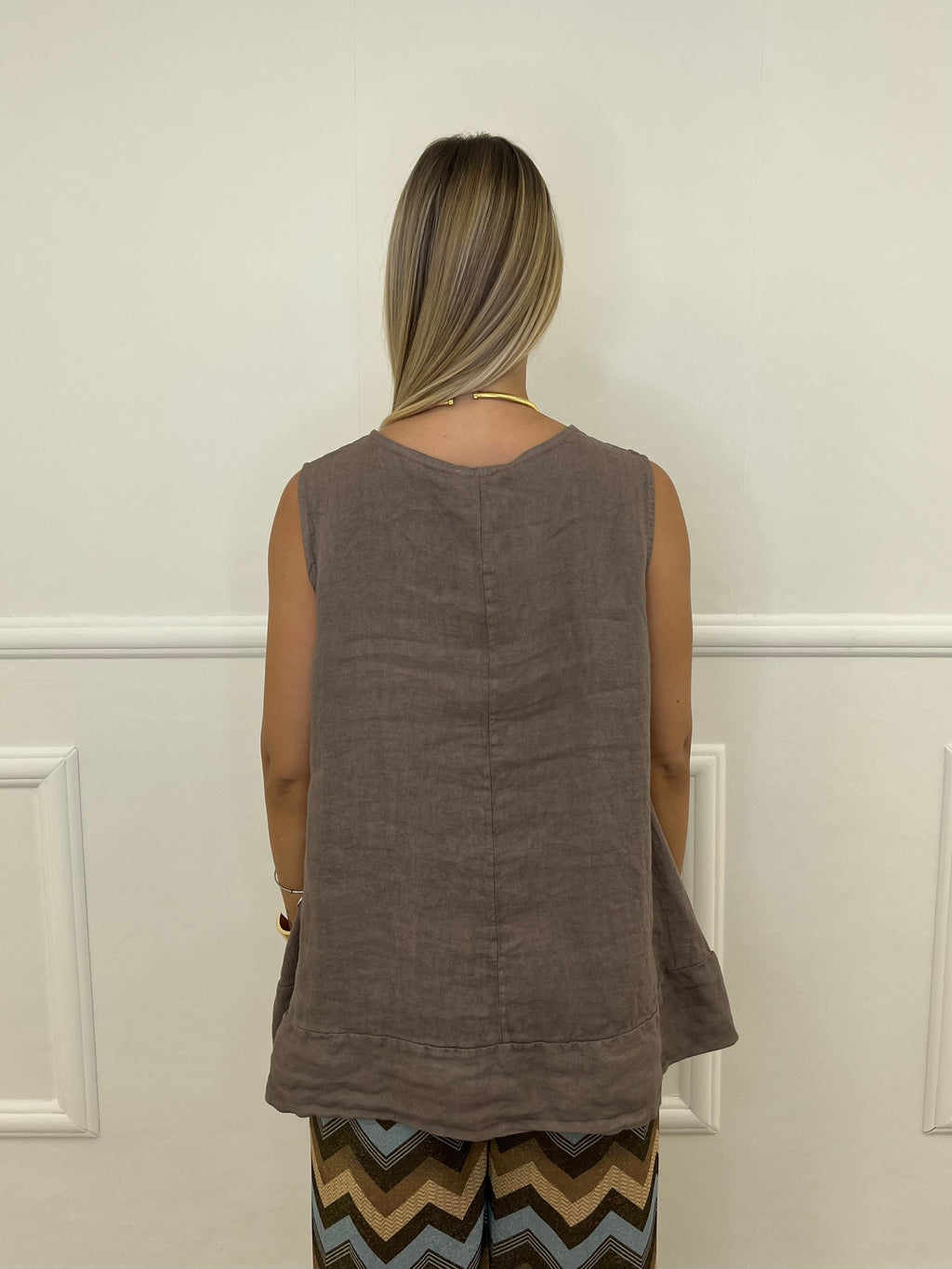 Canotta Over Lino 1178 Fango