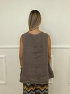 Canotta Over Lino 1178 Fango