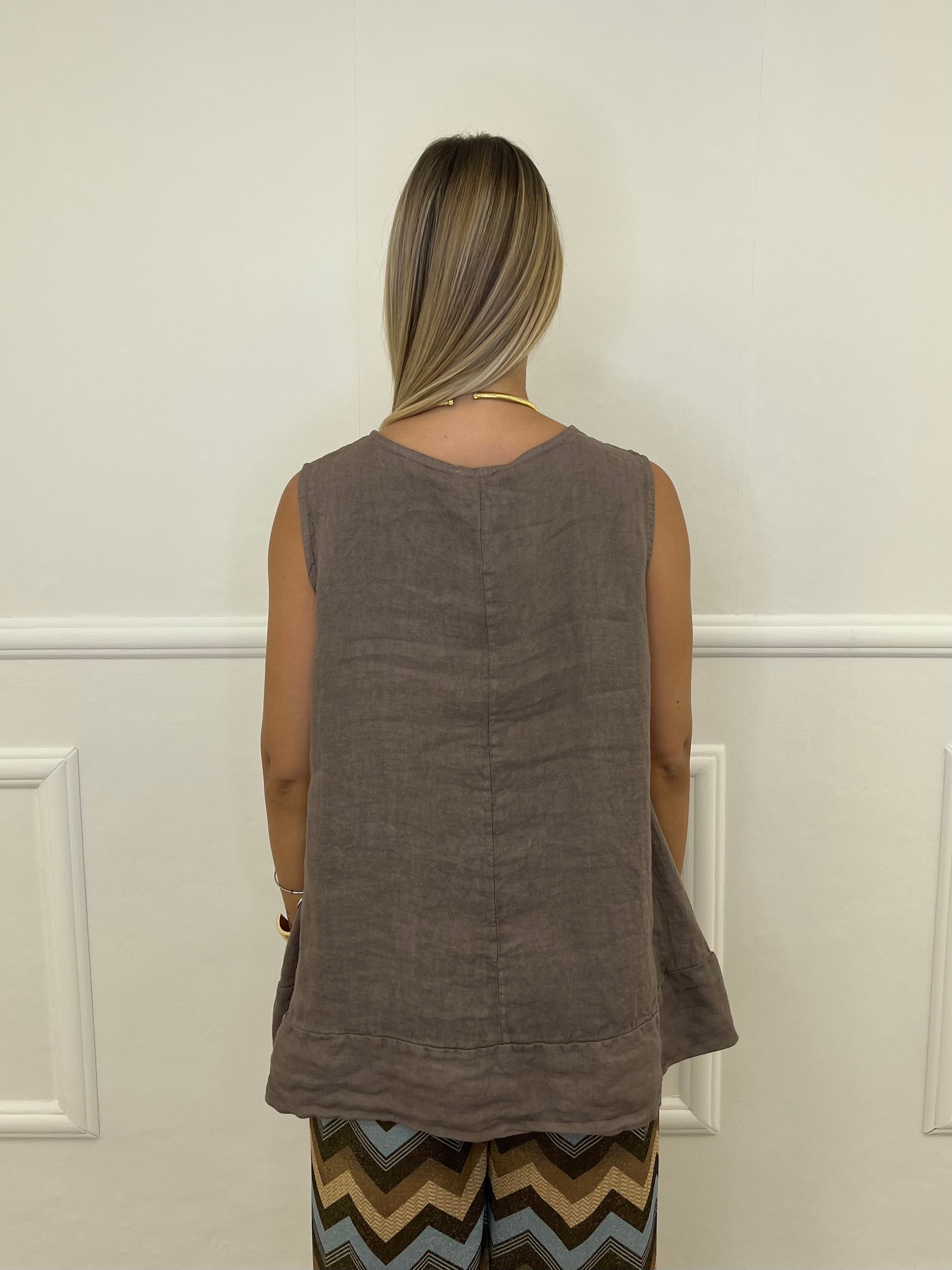 Canotta Over Lino 1178 Fango