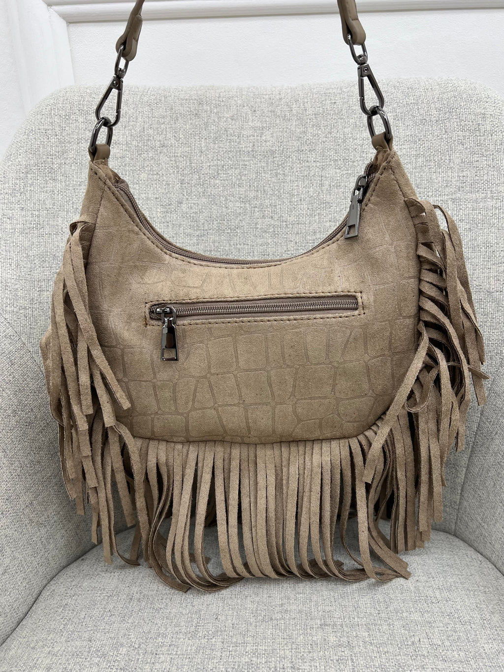 Borsa Hobo Scamosciata Frange 90677