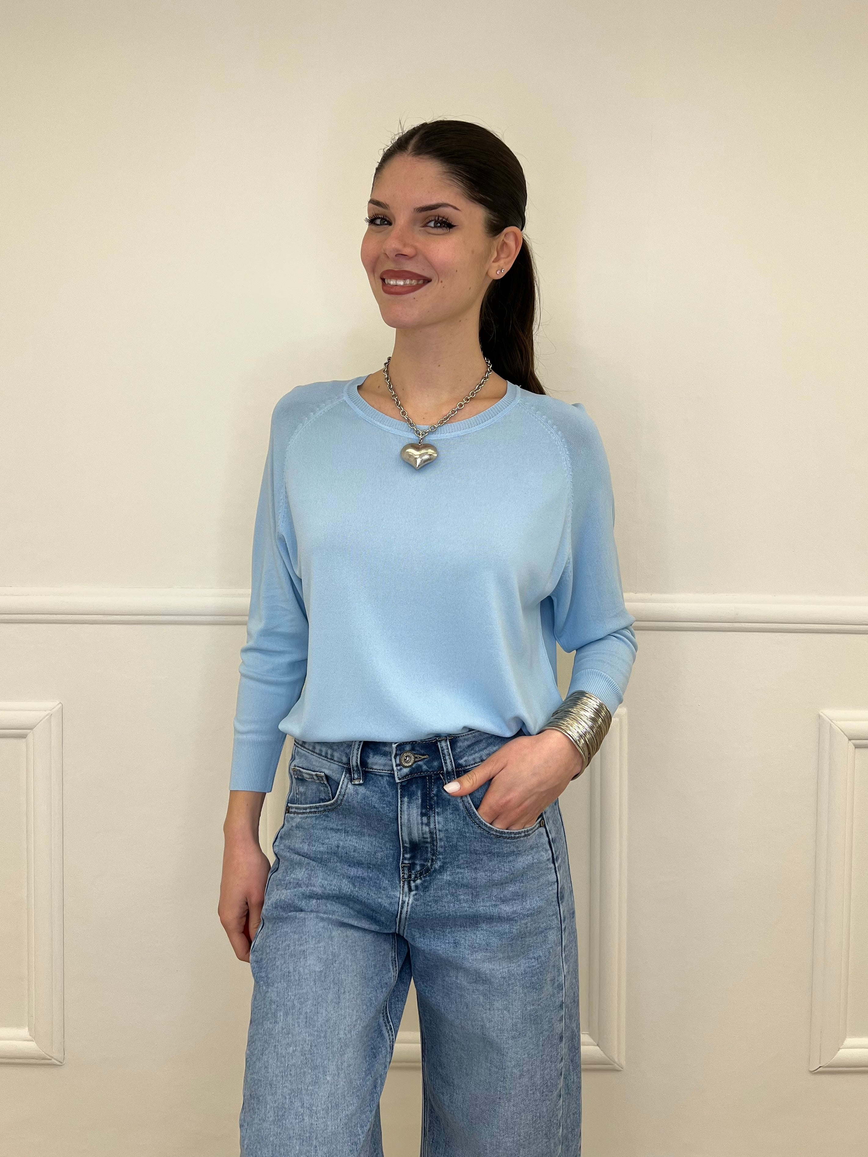 Maglia in Filo di Viscosa J185 Azzurro