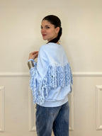 Felpa con Frange 5653-891 Azzurro