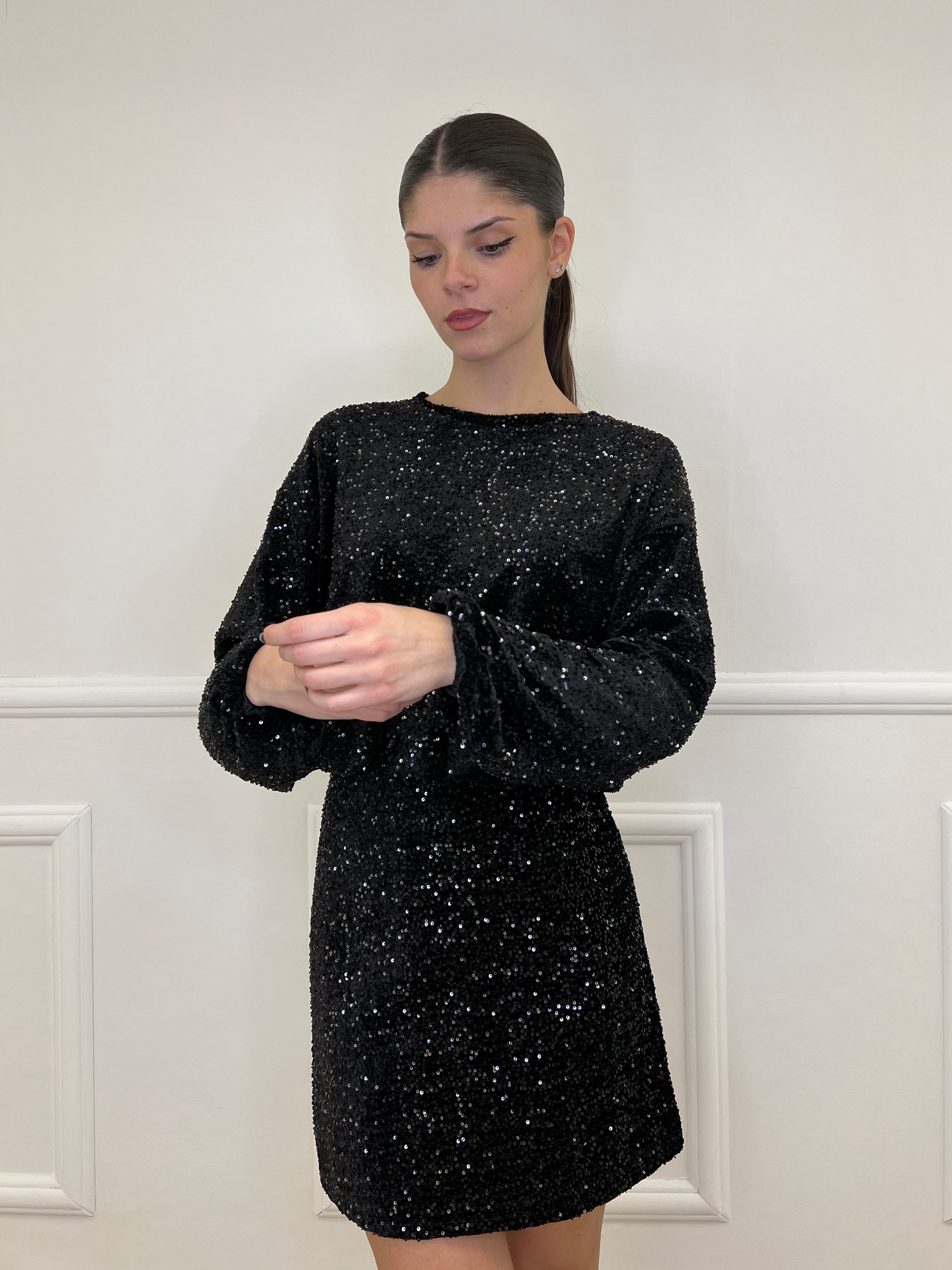 Maglia Paillettes 90225 Nero