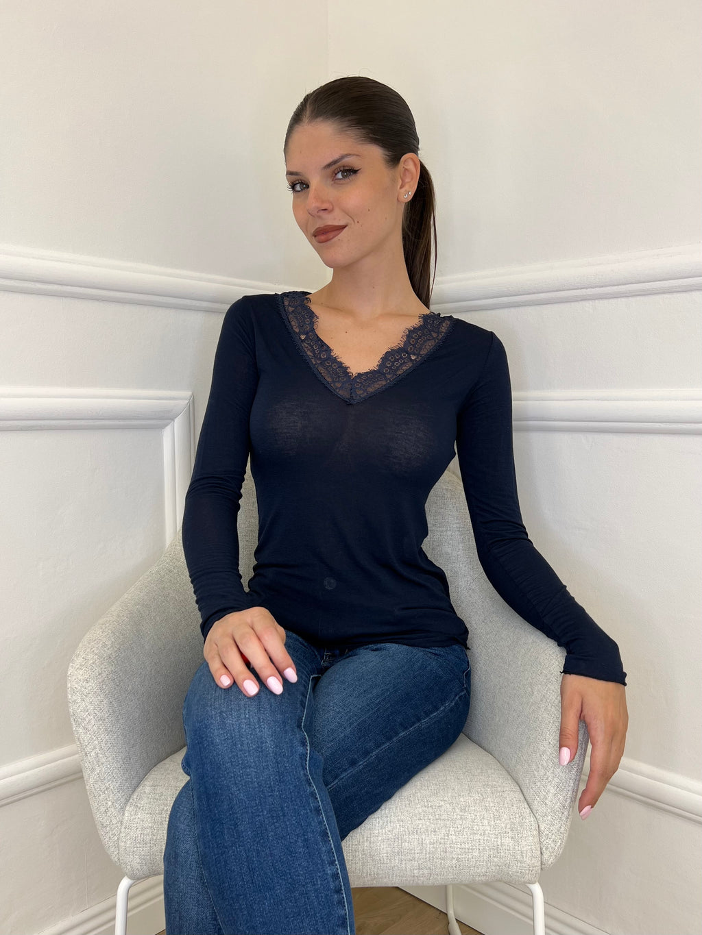 Maglia Light Cashmere Pizzo 26546A - Bazar Abbigliamento