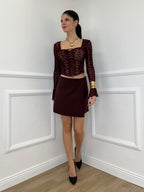 Top Bustier in Pizzo 7358 Burgundy