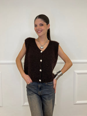 Gilet Effetto Mohair 8889 Moro