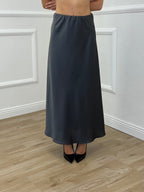 Gonna Longuette Satin 2236 Piombo