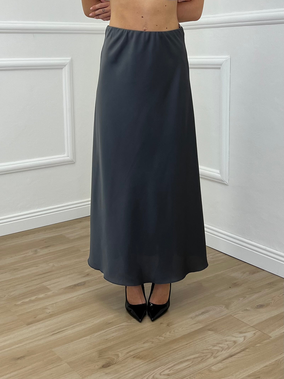 Gonna Longuette Satin 2236 Piombo