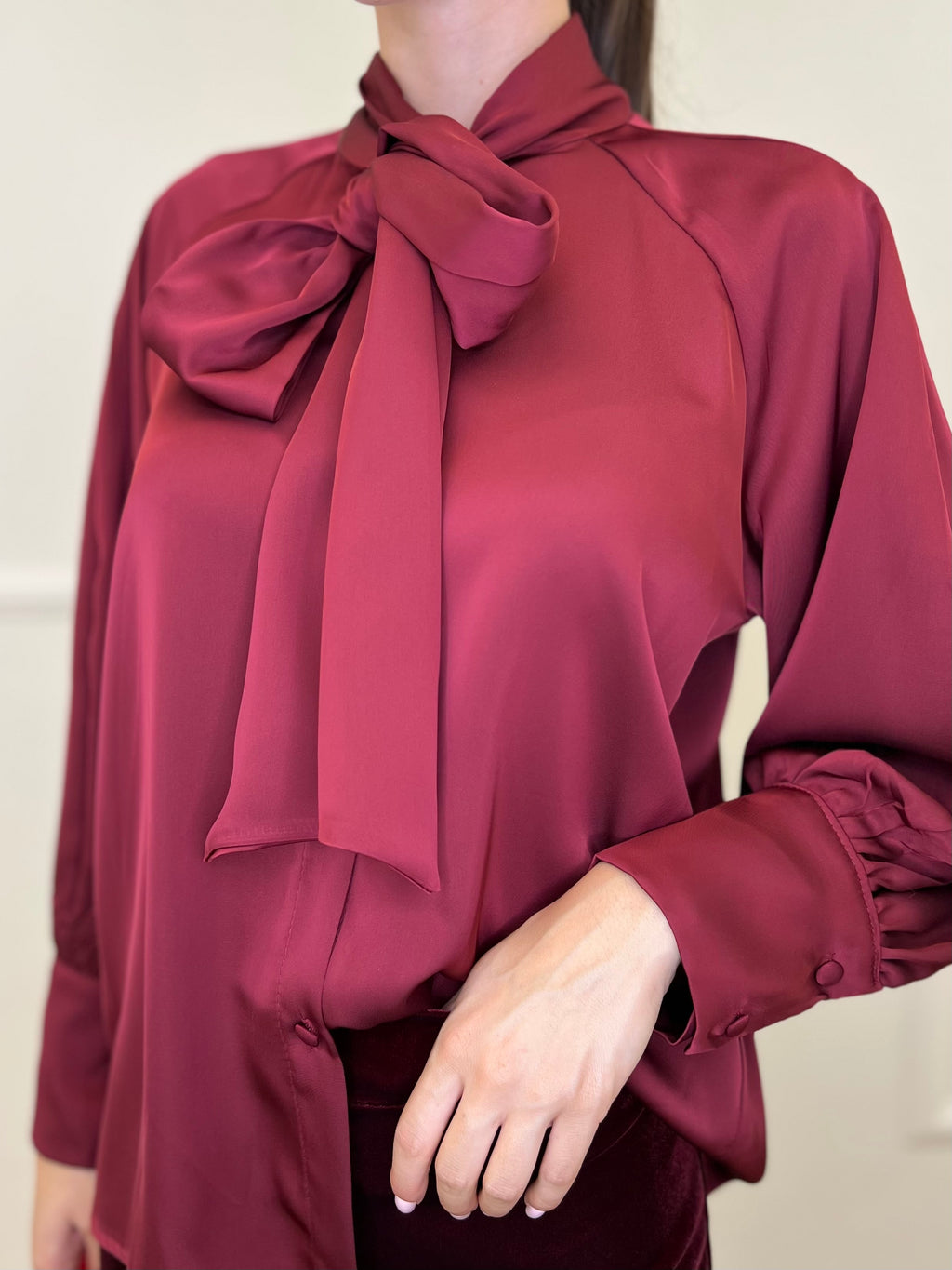 Camicia Satin Fiocco 4218 Bordeaux - Bazar Abbigliamento