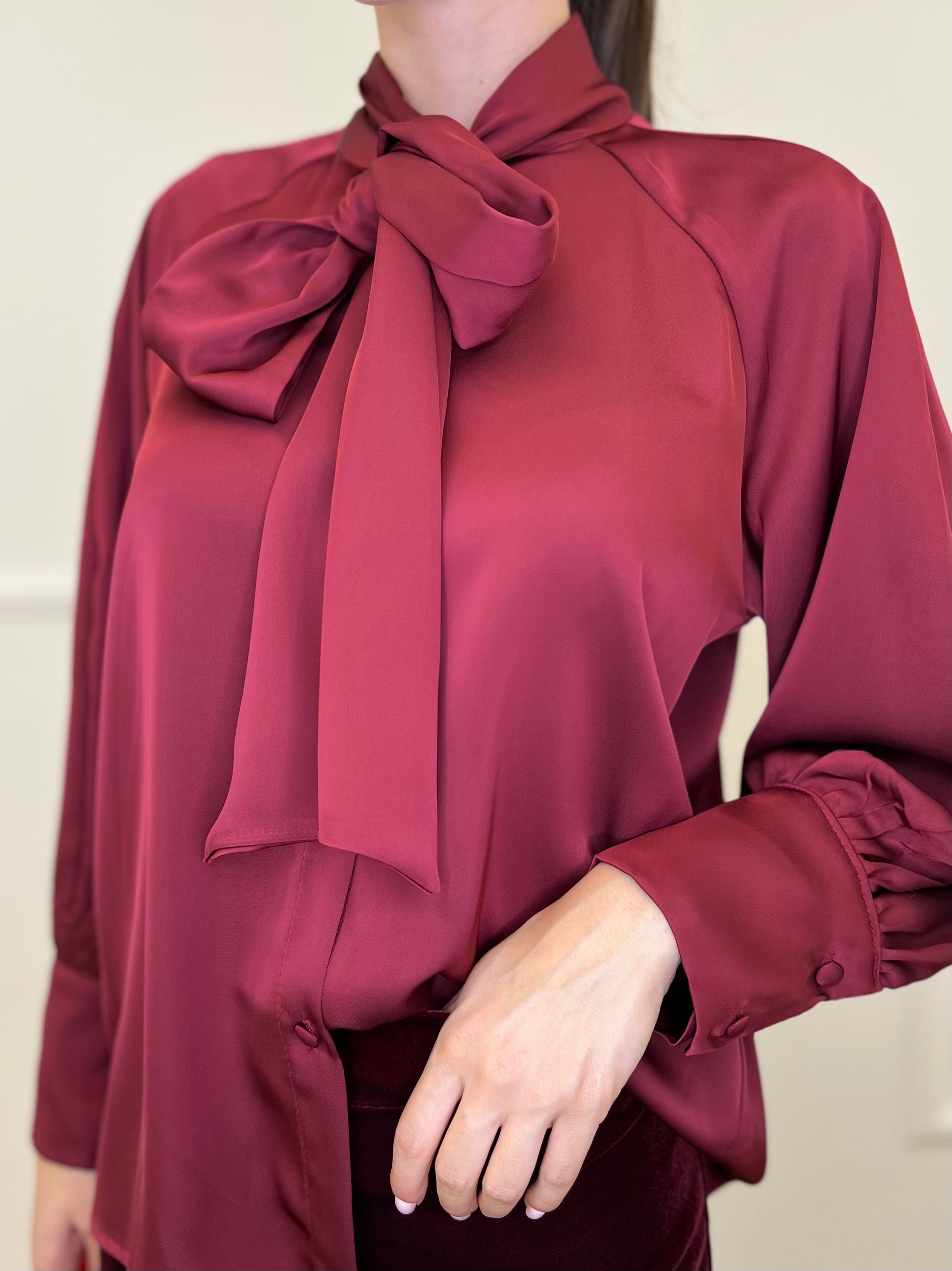 Camicia Satin Fiocco 4218 Bordeaux - Bazar Abbigliamento