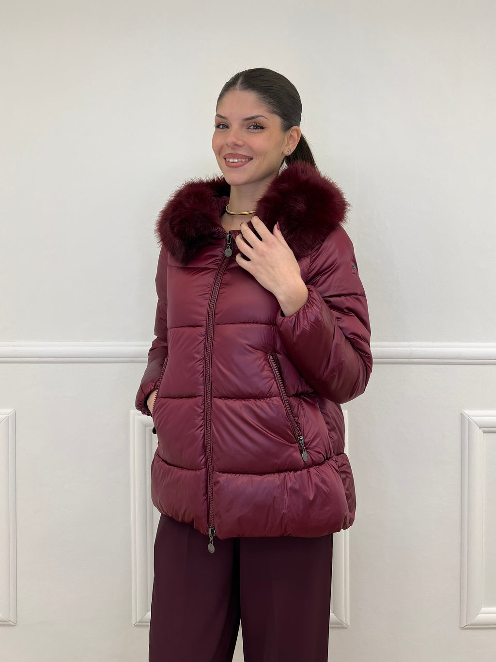 Piumino Corto Pelliccia 2259 Burgundy