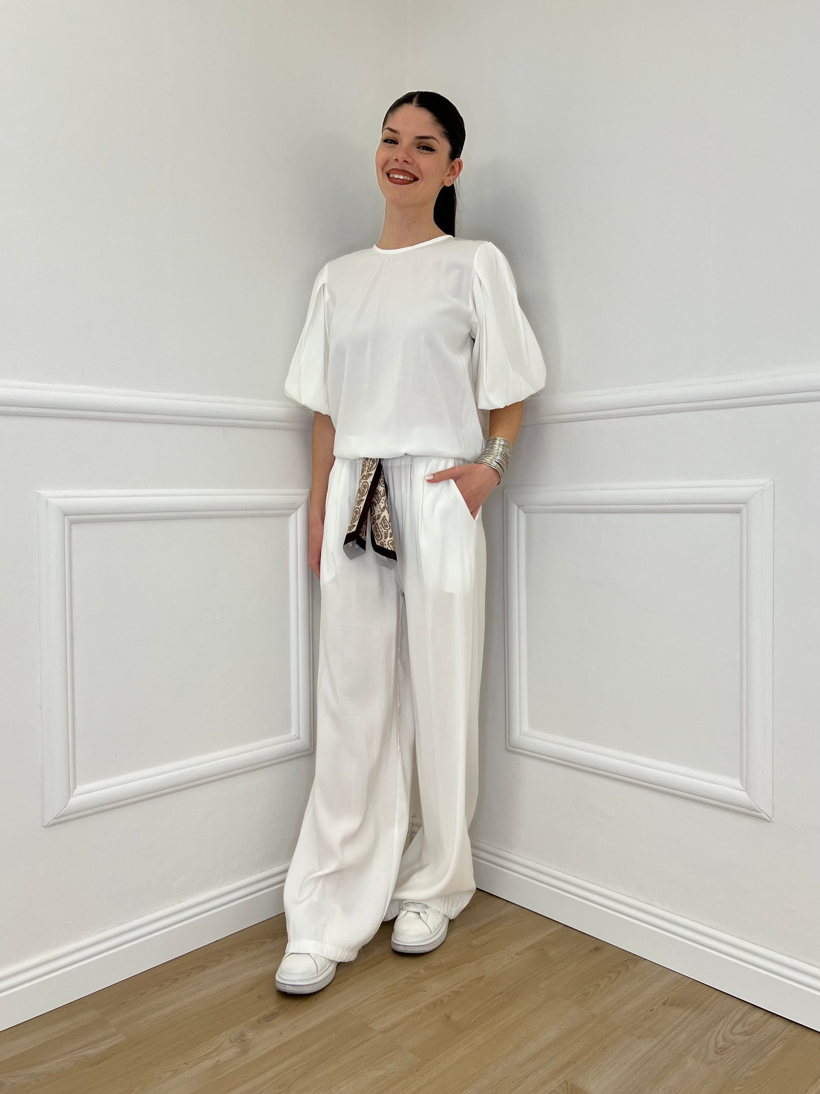 Pantalone Cupro Fusciacca 20527 Bianco