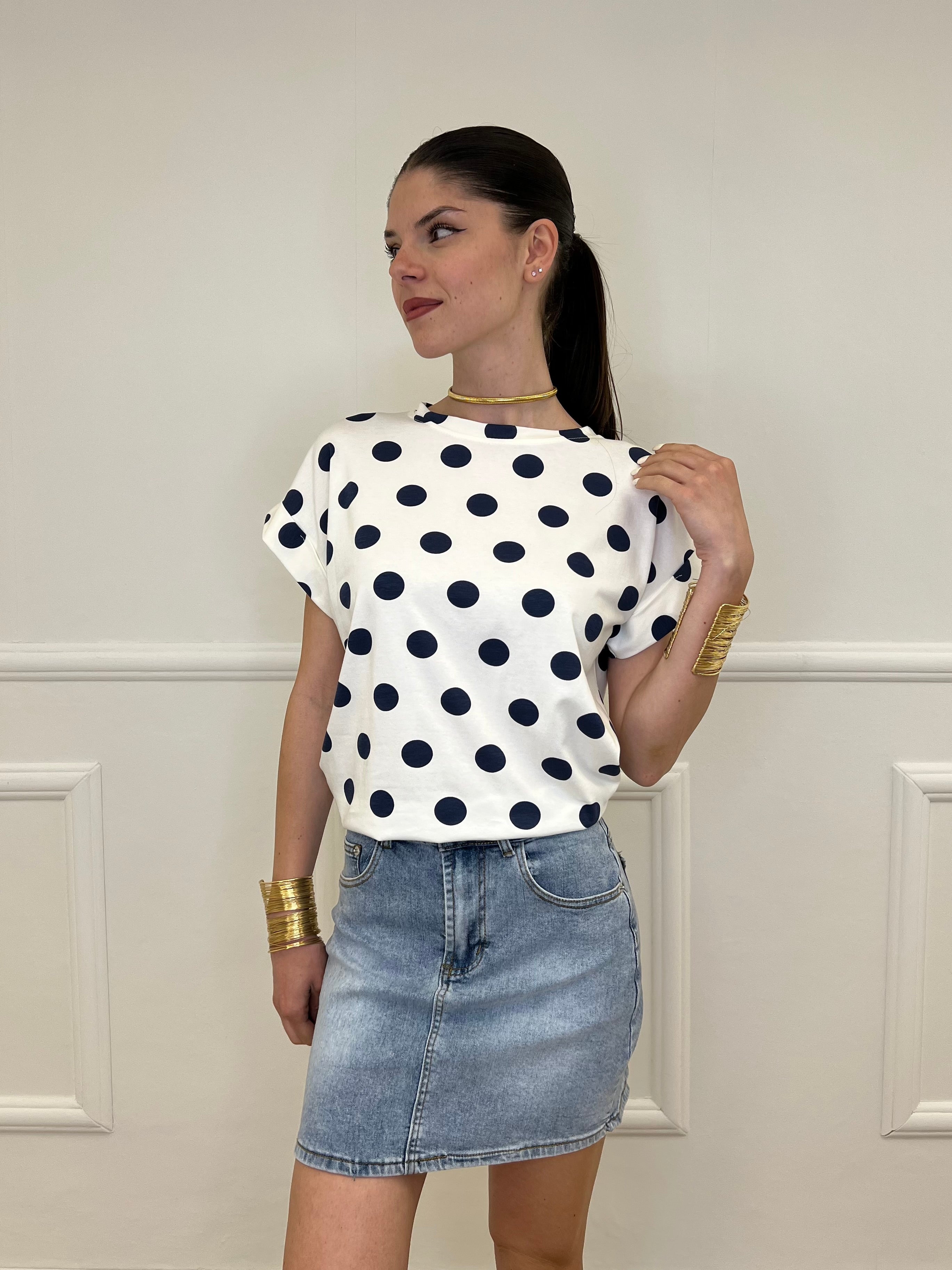 Maglia Over Pois A4305 Blu
