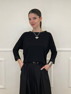 Maglia Barchetta Con Profili in Satin 43002