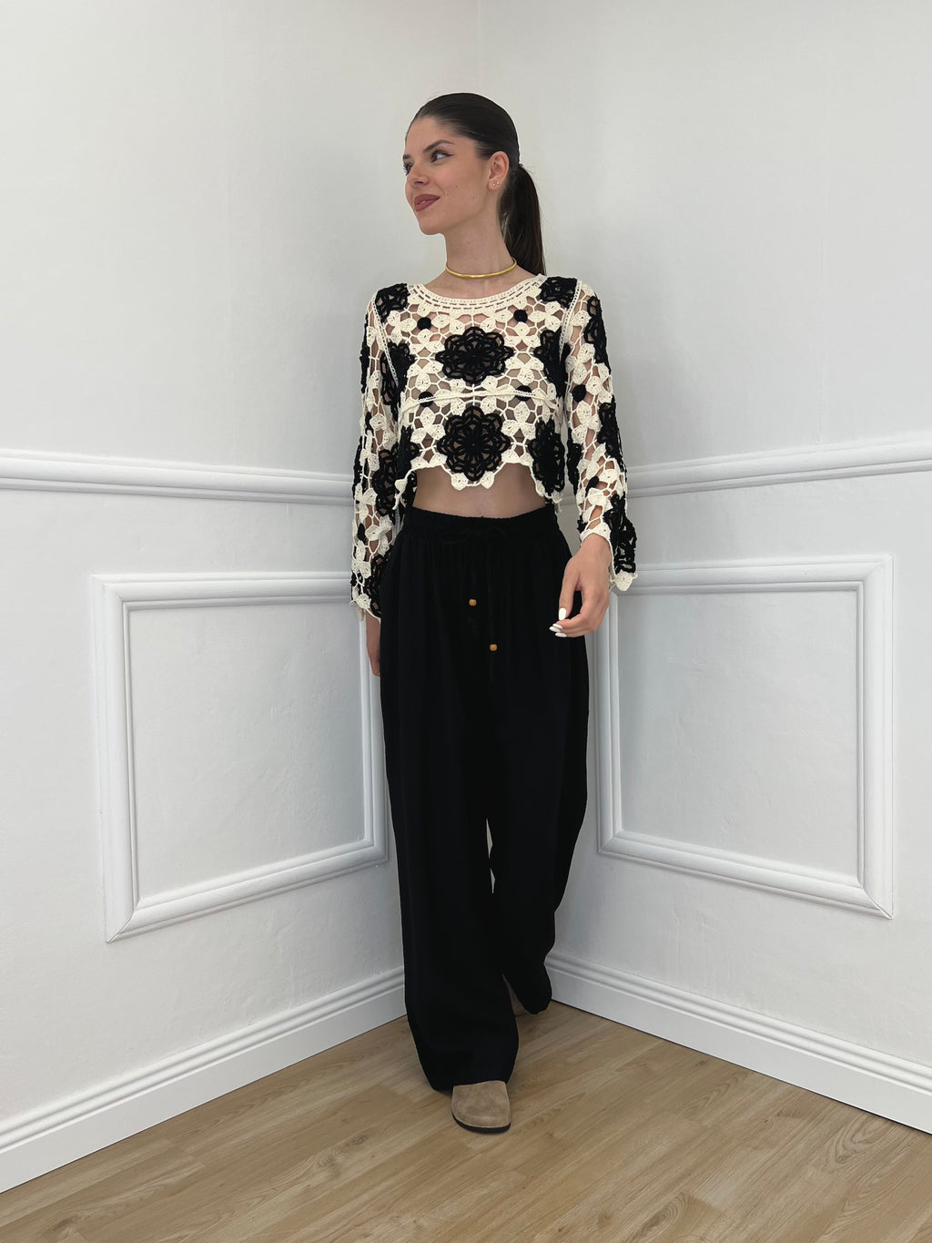 Pantalone Froissé Coulisse 81005 Nero