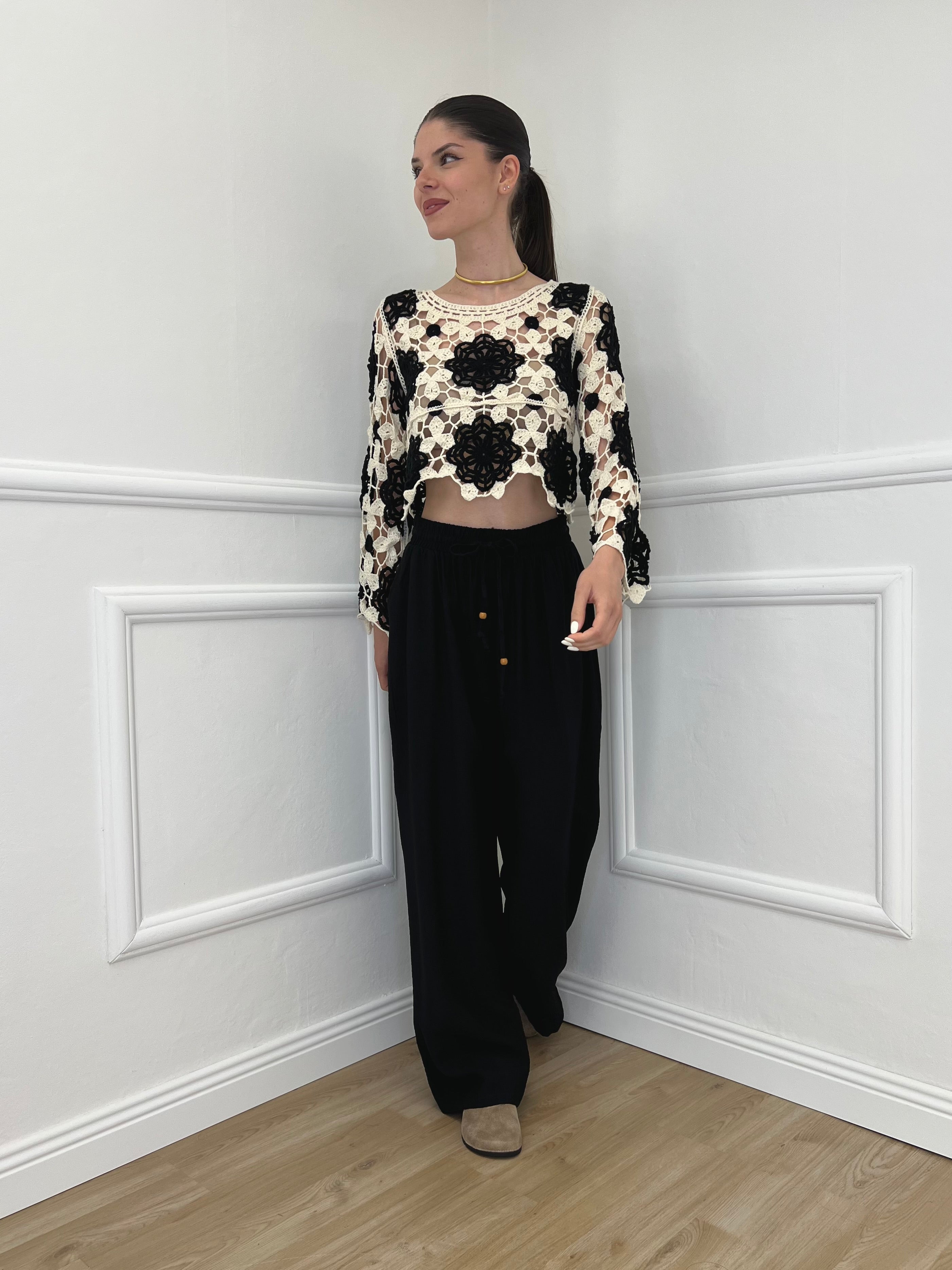 Pantalone Froissé Coulisse 81005 Nero