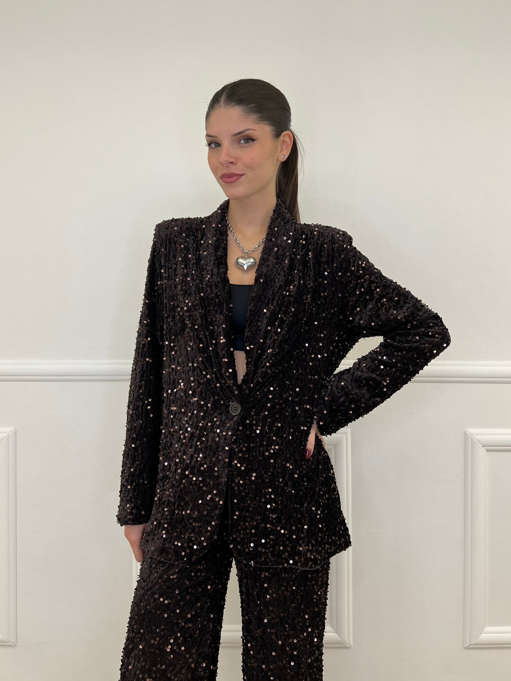 Giacca Ciniglia Paillettes 2466 Moro