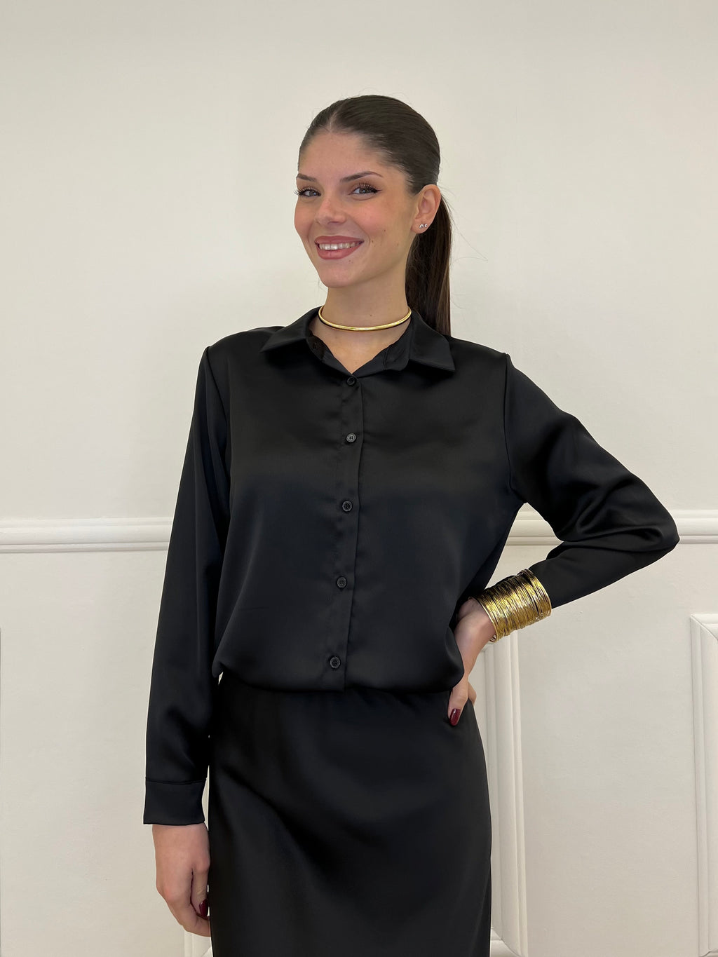 Camicia Satin 1081 Nero