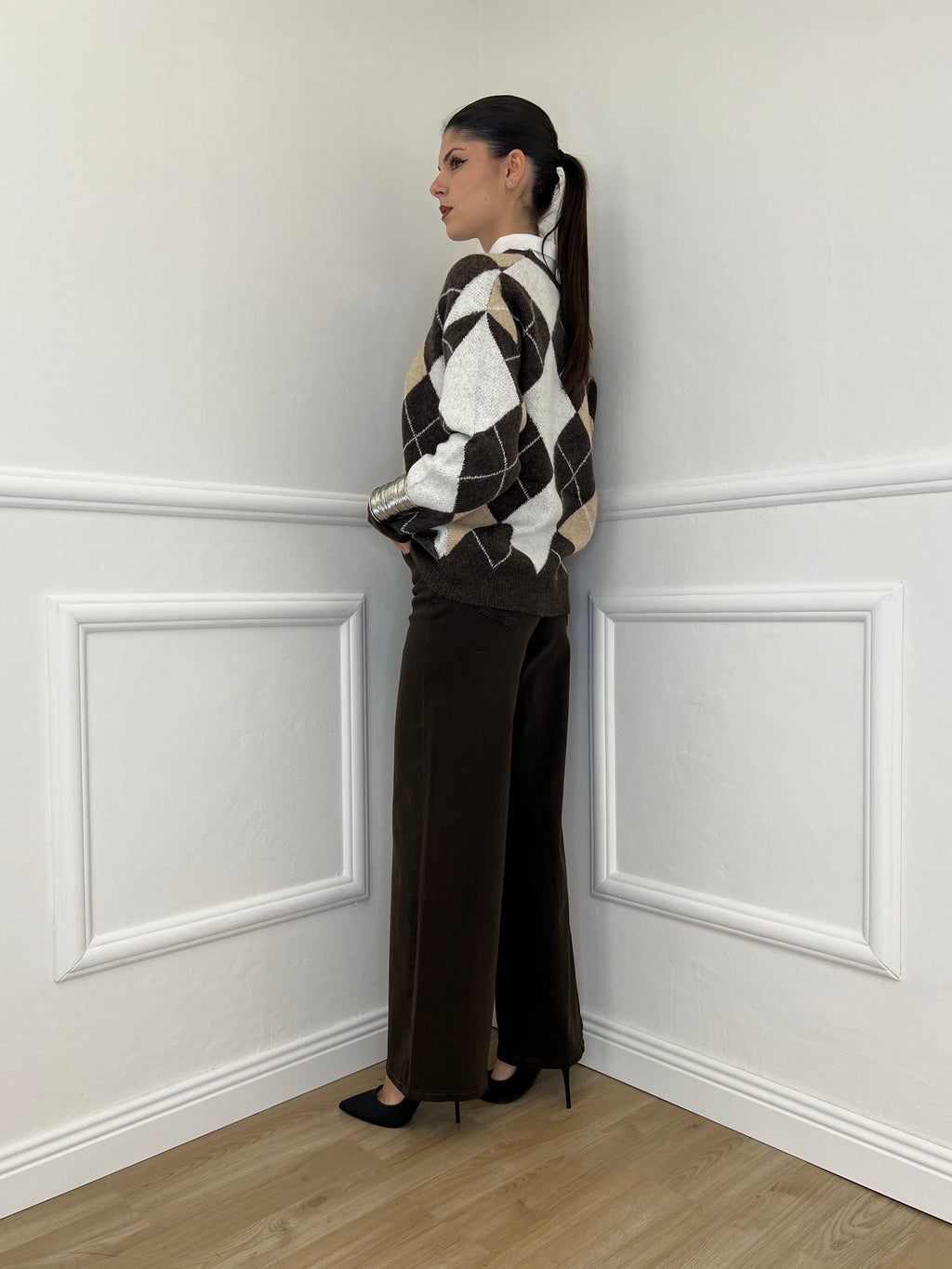 Jeans Palazzo T1001-1 Marrone