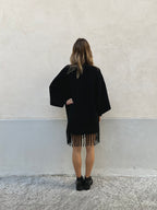 Cardigan Aperto con Frange 5256 Nero