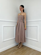 Abito a Fascia Cintura 9762 Taupe