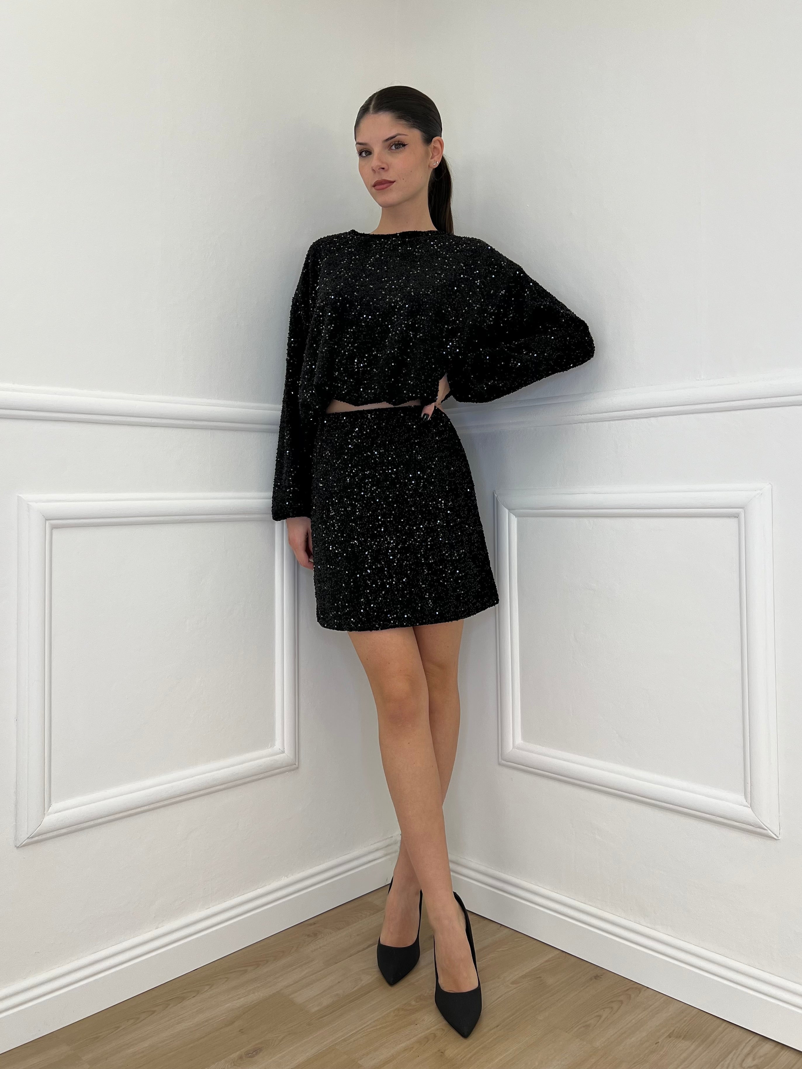 Gonna Paillettes 6081 Nero