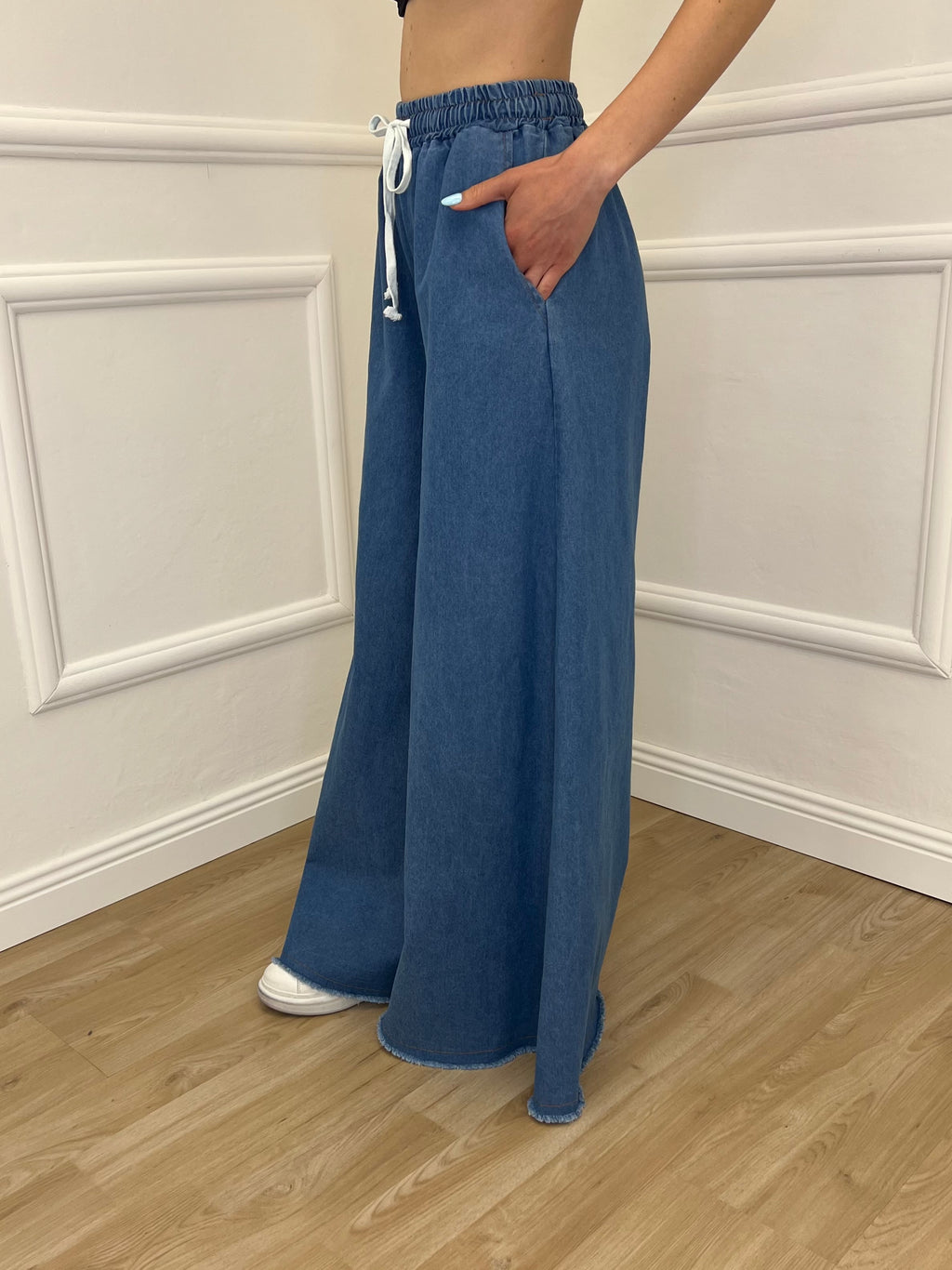 Pantalone a Palazzo Chambray Coulisse 7173