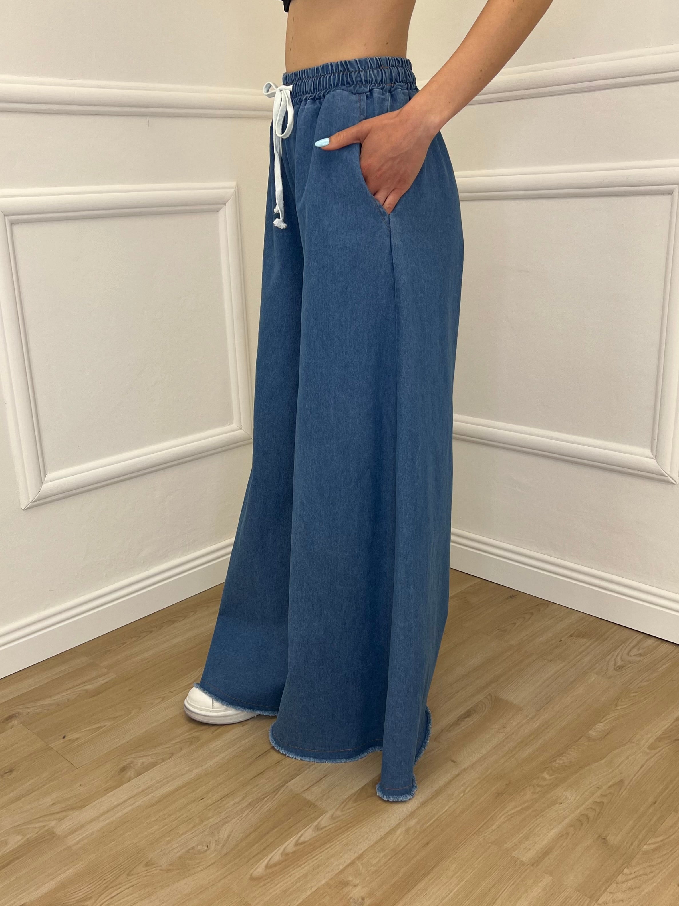 Pantalone a Palazzo Chambray Coulisse 7173