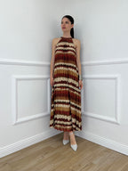 Abito Lurex Plissé In Fantasia 1372 Burgundy