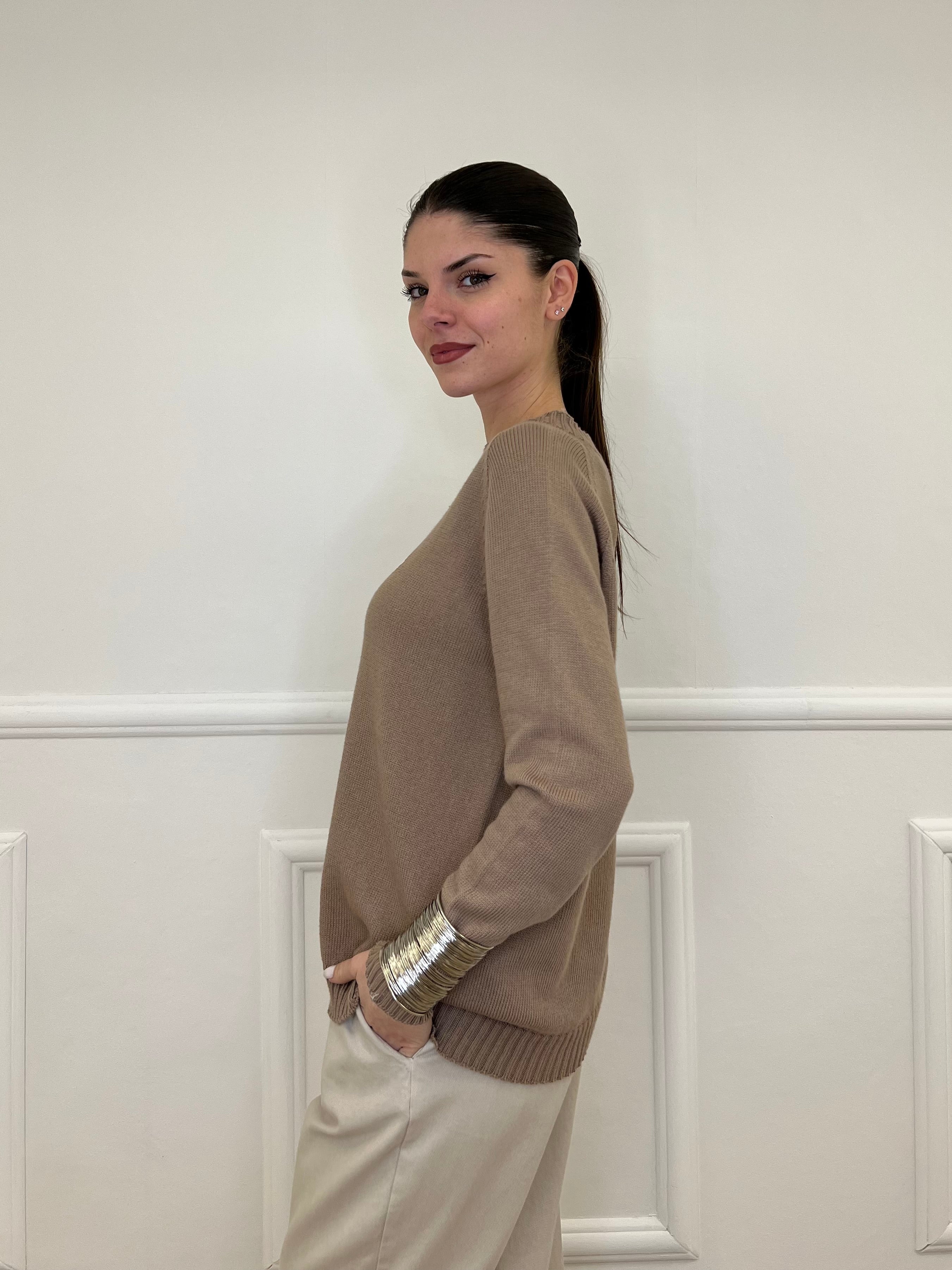 Maglia a Rombi A82628 Taupe