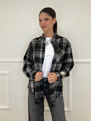 Camicia Madras Sfrangiata TR0780 Nero
