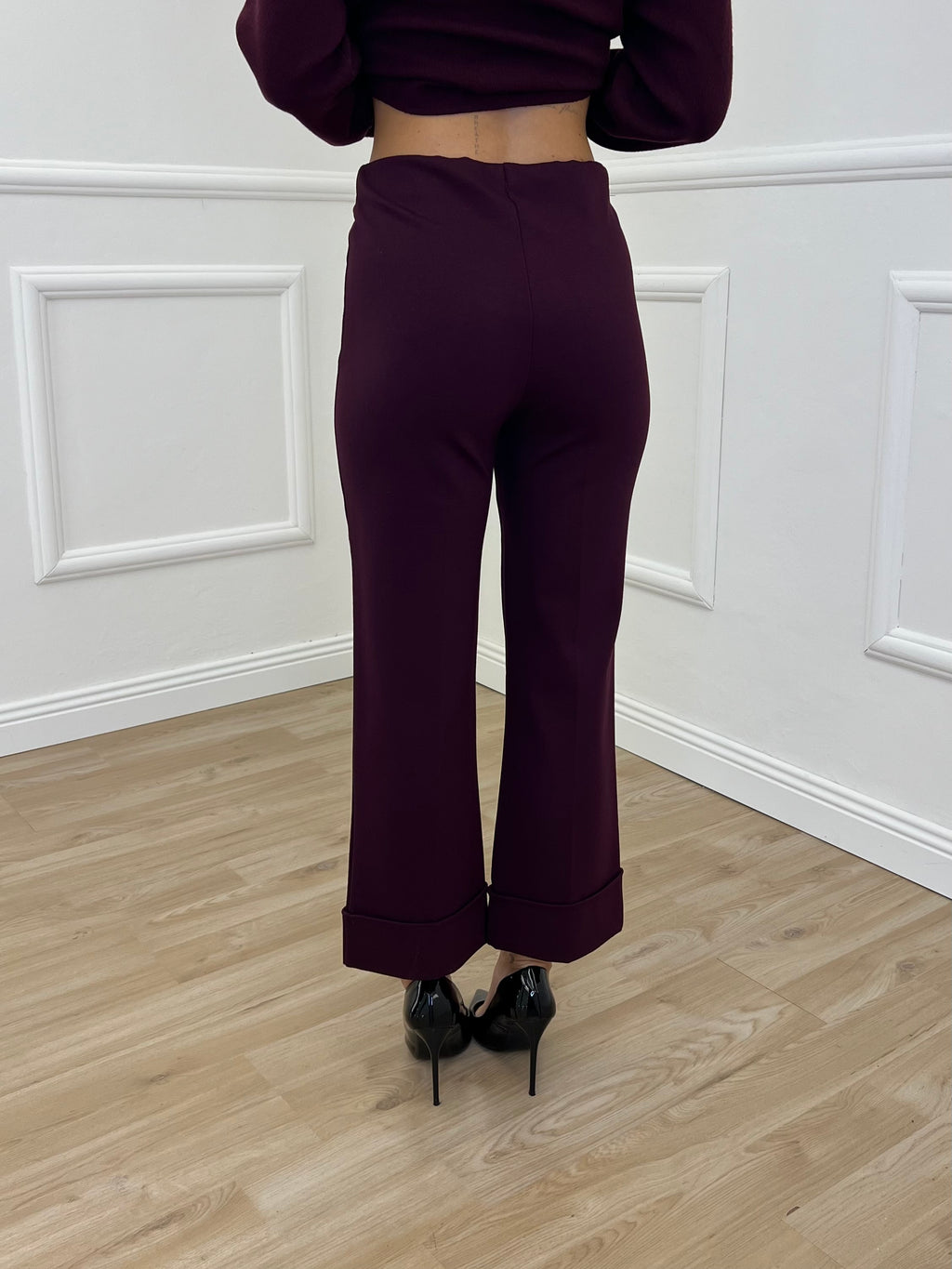 Pantalone No Waist Risvolto 51165 Burgundy